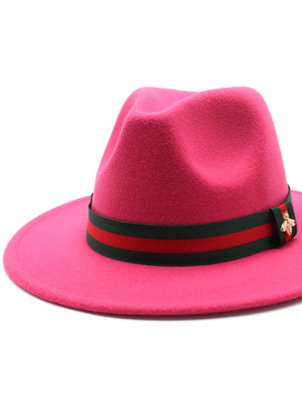 Hot Pink Wide Brim Panama Felt Fedora Hat